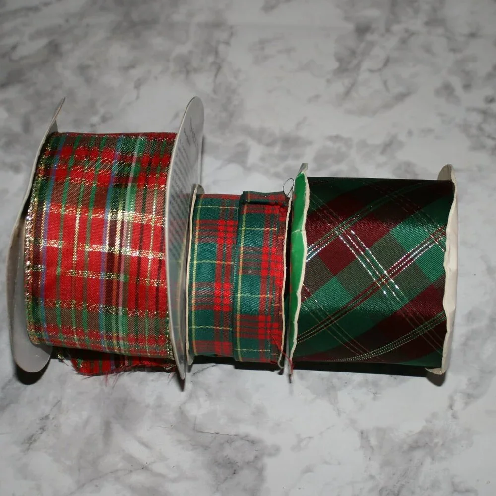 RIBBON #1436 - Holiday Christmas Plaid Bundle Lot of 3